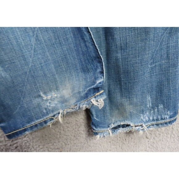 BKE Carter Mens 28 R Light Blue Denim Jeans Mid Rise Ripped Cotton Button Zip - Picture 5 of 16